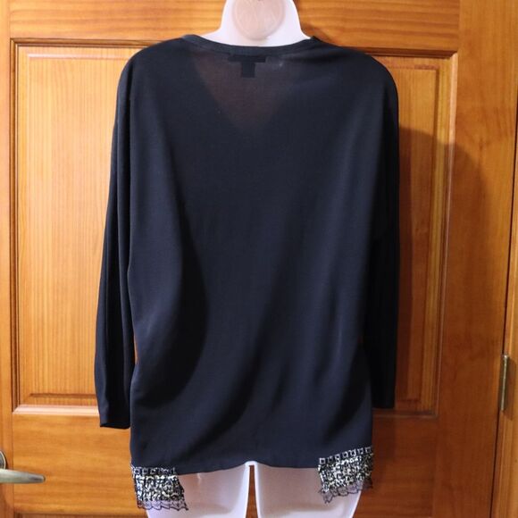 DKNY Black Cardigan with Sparkly Trim Large - Picture 9 of 14